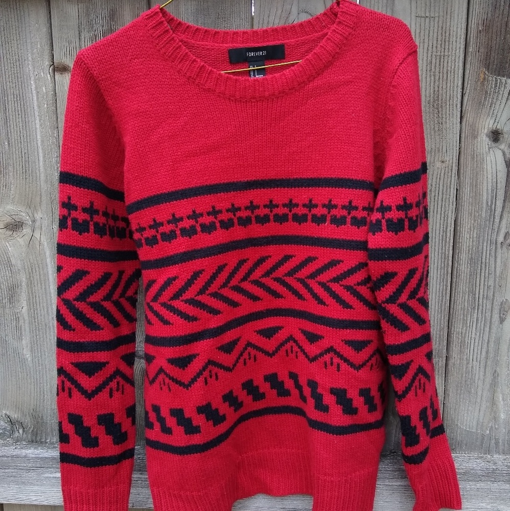 Forever 21 Red Knit Sweater Size Small